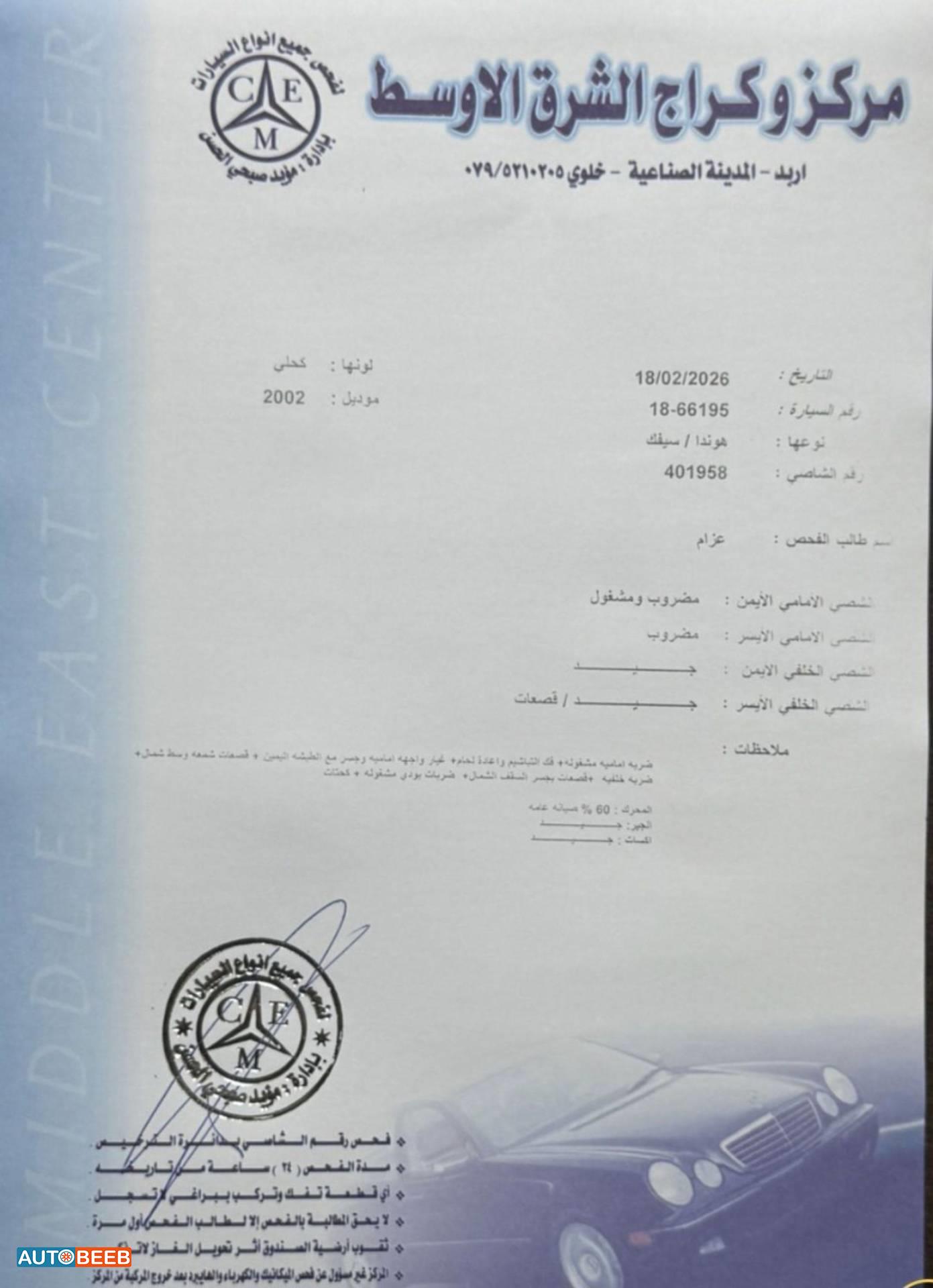 هوندا سيفيك 2002